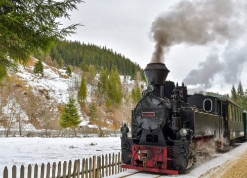The "Mocanita" steam train in Maramures, Romania