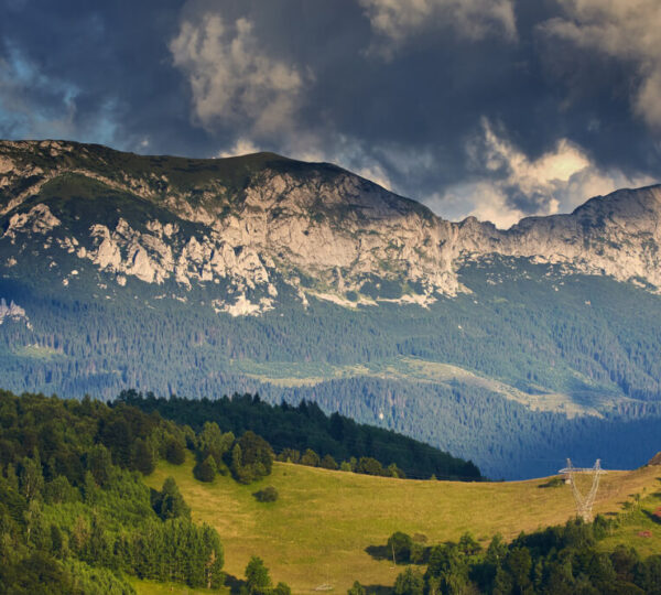 Beautiful landscape with sunny Balkans and green meadows in Spring