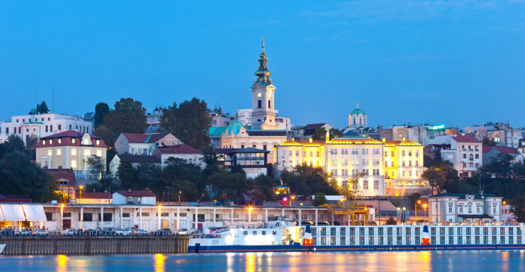 View over Belgrade at dusk