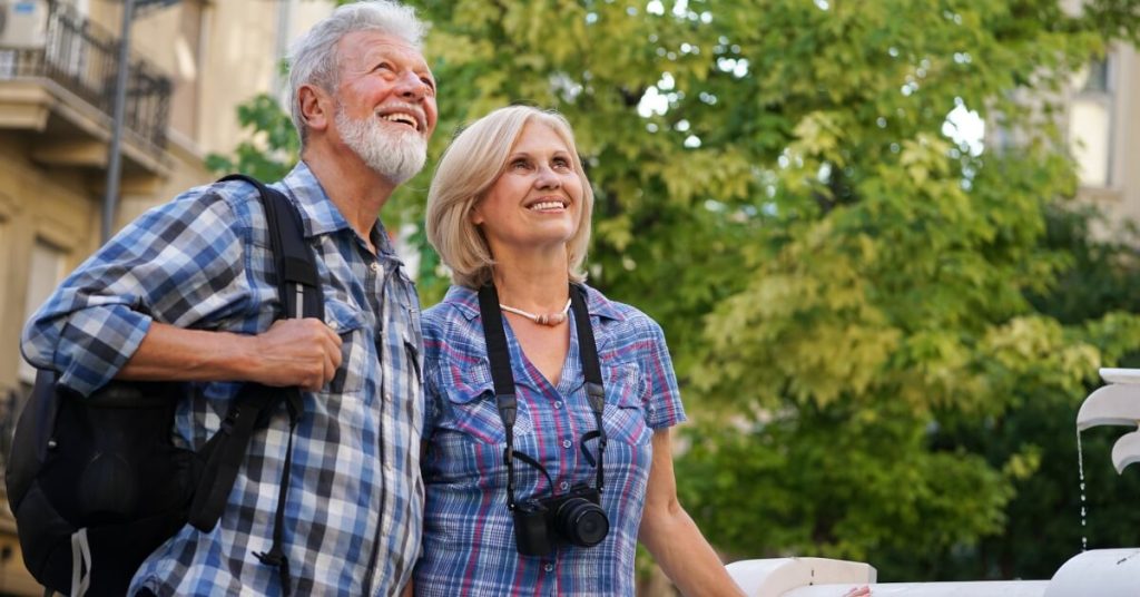 Seniors couple smiling