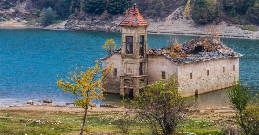 Submerged Church of St. Nicholas in Mavrovo Mountains