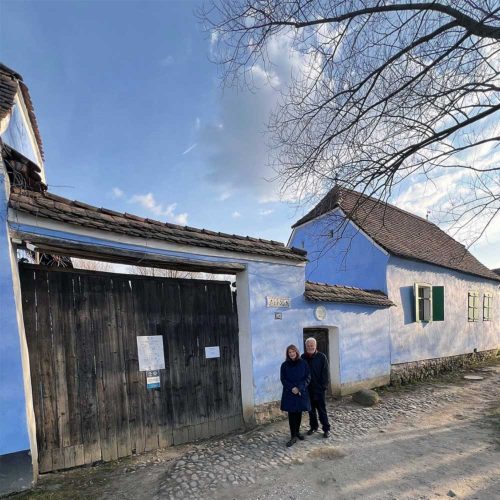 romania village with customers
